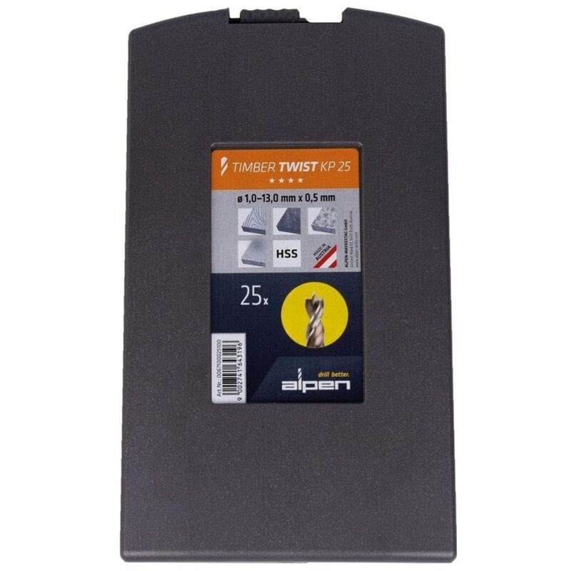 Alpen Maykestag Drill Bit Set 1mm to13mm 25 Pieces