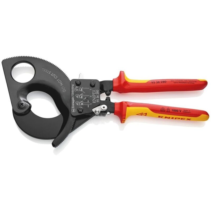 Knipex 9536280 Ratcheting Cable Cutters 280mm Insulated 1000V