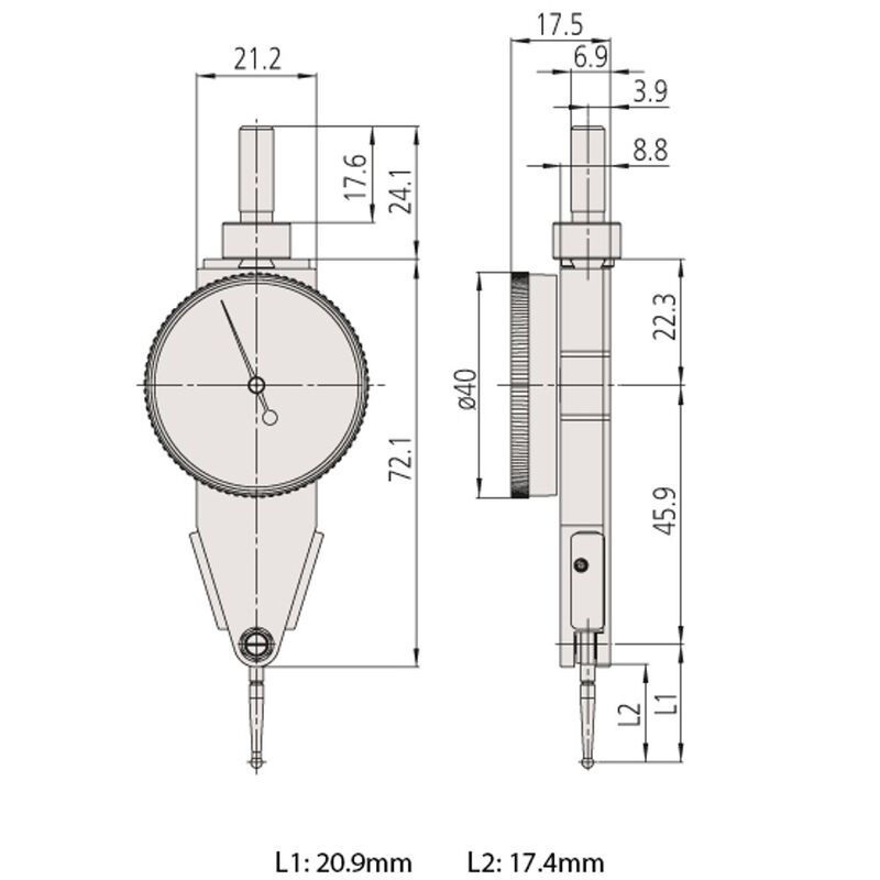 Mitutoyo Dial Test Indicator Metric 08mm Parallel Type 51348410E