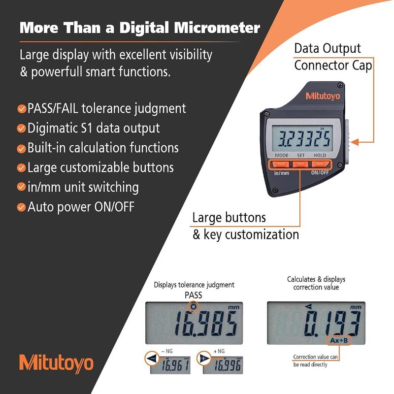 Mitutoyo Digital Micrometer QuantuMike 0mm 25mm 29318040