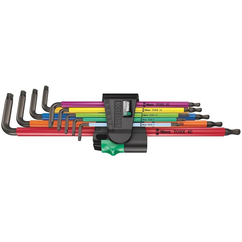 Wera Torx L Key 9 Piece Set Metric TX8 TX40 Black Laser Steel 9679