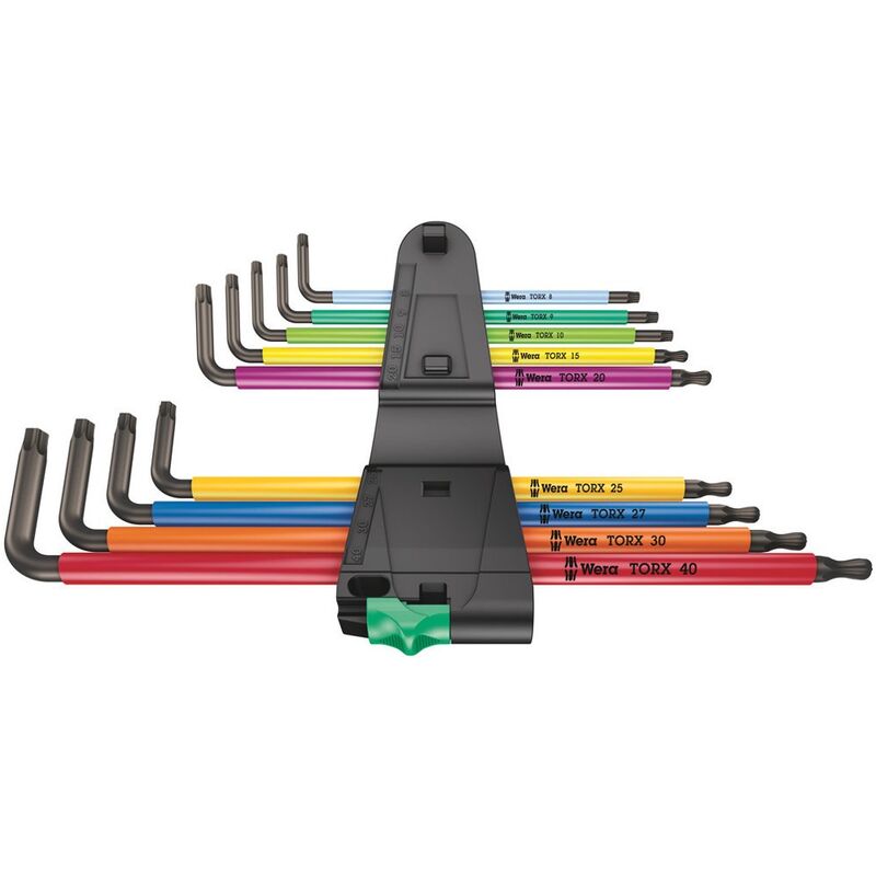 Wera Torx L Key 9 Piece Set Metric TX8 TX40 Black Laser Steel 9679
