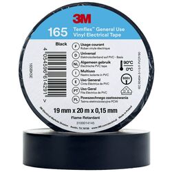 Electrical Tape 3M Temflex 165 Vinyl 19mm x 20m Black