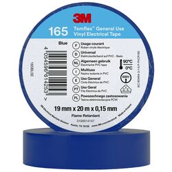 Electrical Tape 3M Temflex 165 Vinyl 19mm x 20m Blue