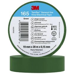 Electrical Tape 3M Temflex 165 Vinyl 19mm x 20m Green