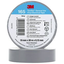 Electrical Tape 3M Temflex 165 Vinyl 19mm x 20m Grey