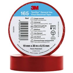 Electrical Tape 3M Temflex 165 Vinyl 19mm x 20m Red