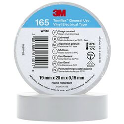 Electrical Tape 3M Temflex 165 Vinyl 19mm x 20m White