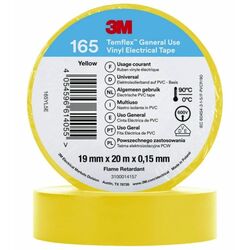 Electrical Tape 3M Temflex 165 Vinyl 19mm x 20m Yellow