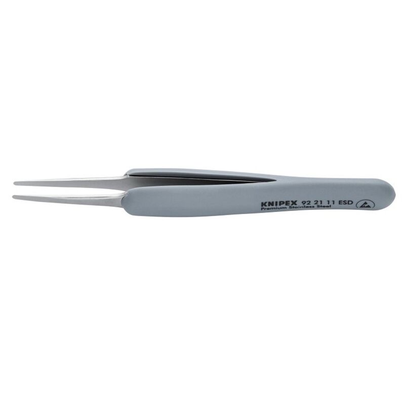 Knipex 922111ESD Precision Tweezers Blunt Tips 123mm ESD Rubber Grips