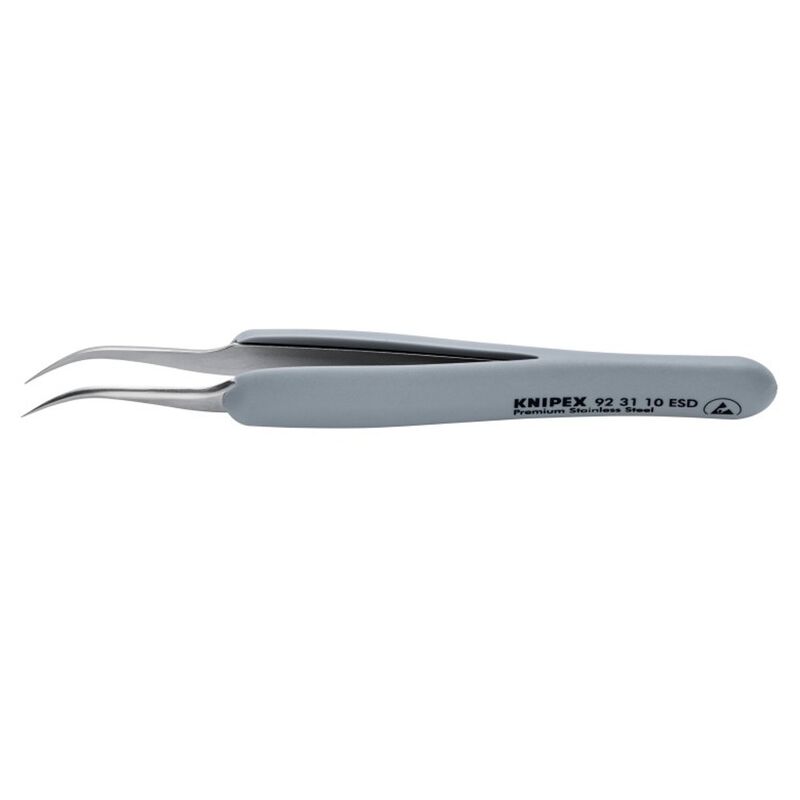 Knipex 923110ESD Precision Tweezers Angled Tips 122mm ESD Rubber Grips
