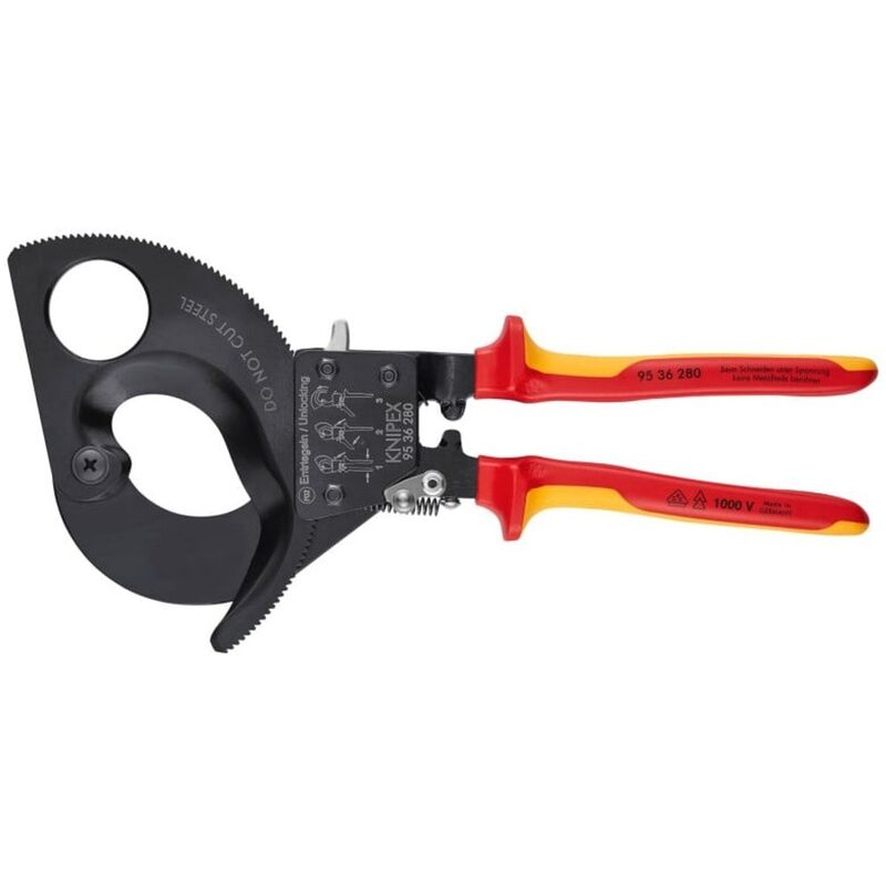 Knipex 9536280 Ratcheting Cable Cutters 280mm Insulated 1000V