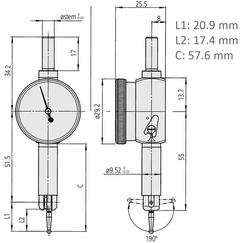 Mitutoyo Dial Test Indicator Metric 08mm Pocket Type 51351710T