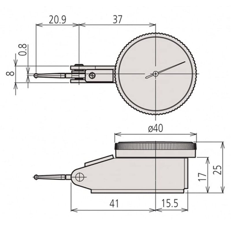Mitutoyo Dial Test Indicator Metric 08mm Standard Type 51340410E