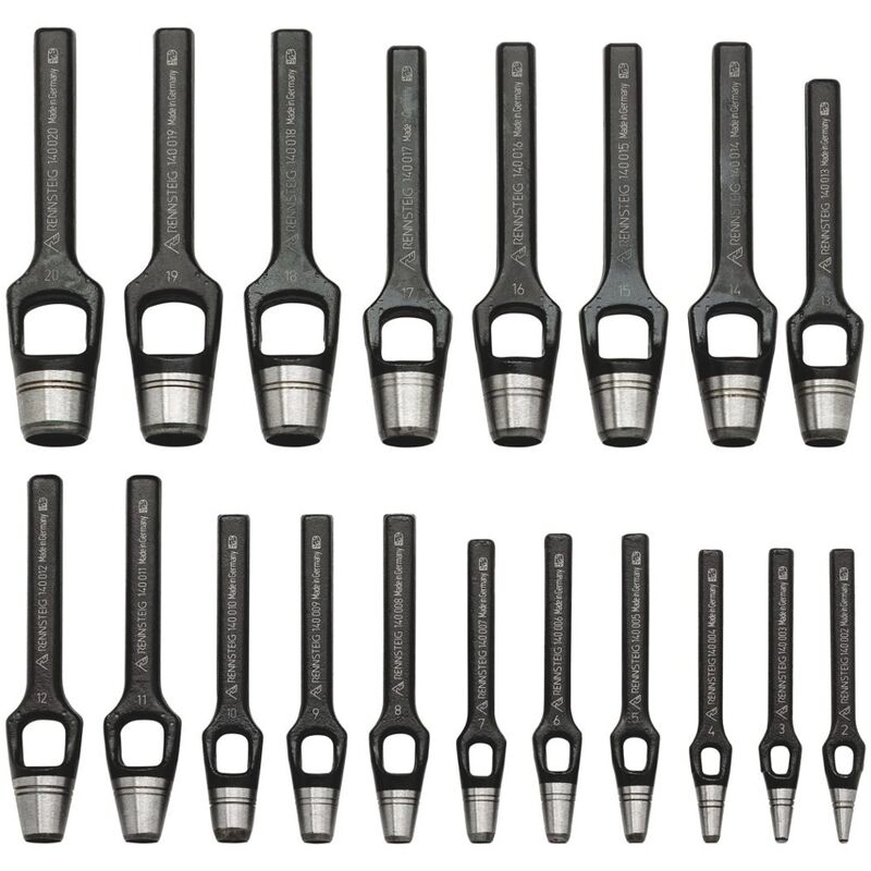 Rennsteig 1409010 Hole and Wad Punch Set 2mm 20mm 19 Piece Set