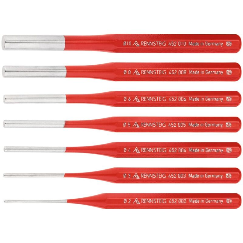 Rennsteig 4255606 Pin Punch Set 2mm 10mm 6 Piece Set