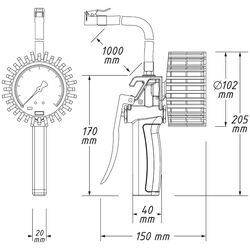 Hazet Tyre Inflator 12bar 1m Hose Calibrated 9041G-1