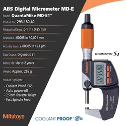 Mitutoyo Digital Micrometer QuantuMike 0mm 25mm 29318040